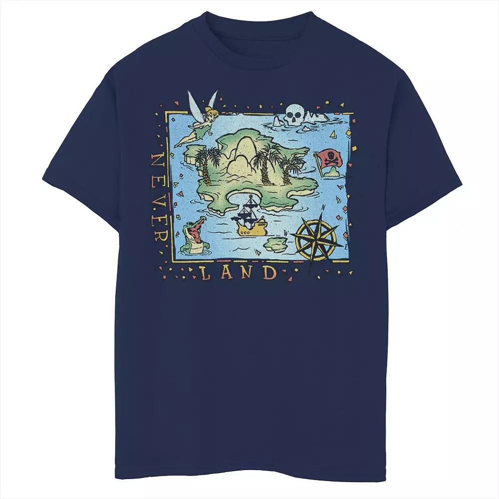 Disney's Peter Pan Boys 6-20 Never Land Map Vintage Poster Graphic Tee, Boy's,  Product Image