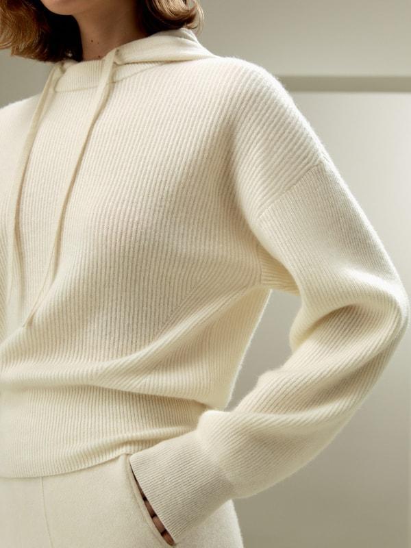 LILYSILK Women Cashmere Sweatshirt Womens - White 100% Cashmere - Comfort Round Neck Sweater XL Product Image