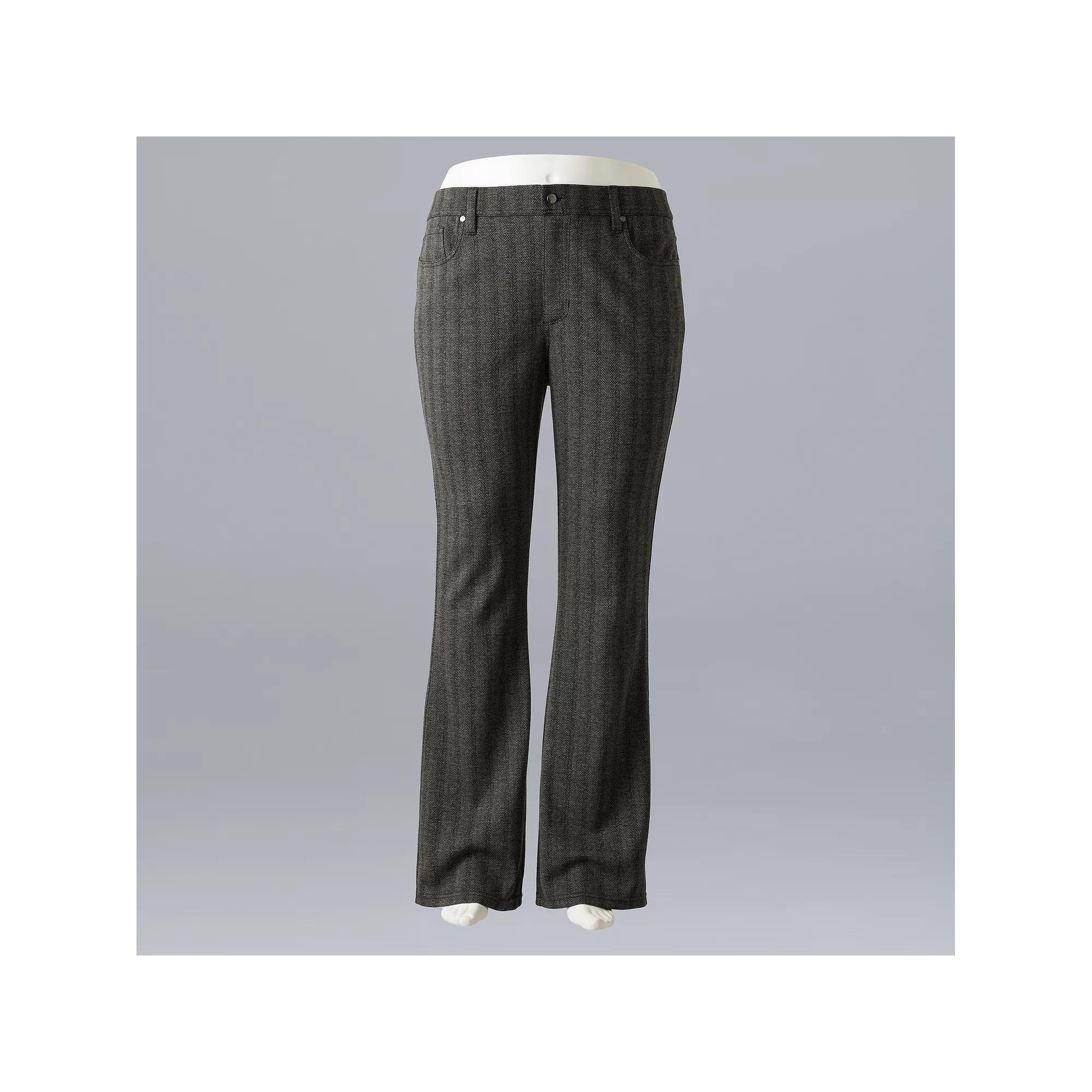 Plus Size Simply Vera Vera Wang Mid Rise 5-Pocket Ponte Bootcut Pants, Women's, Size: 4XL Short, Herringbone Product Image