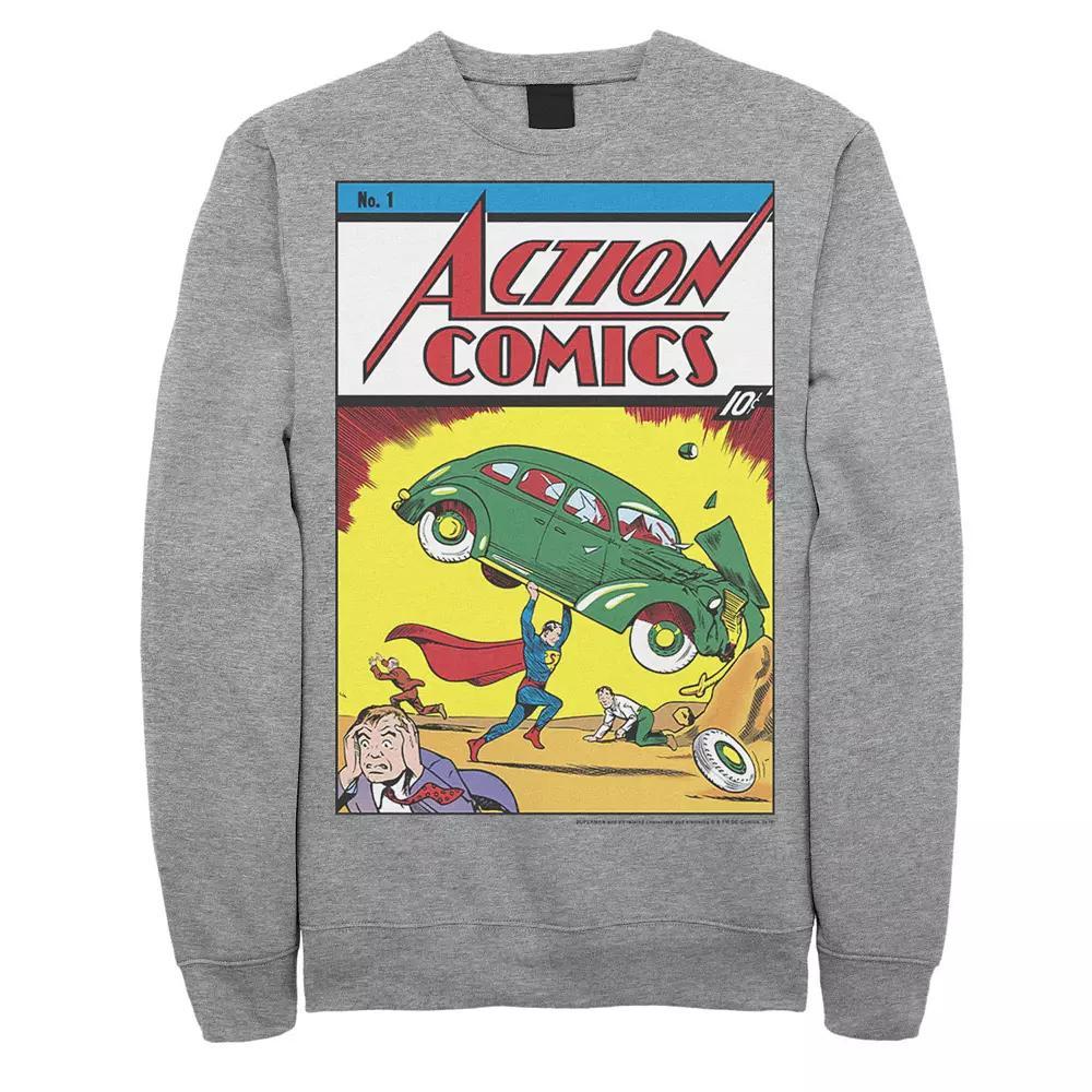 Men's DC Comics Superman No.1 Comic Cover Sweatshirt, Size: Small, Athletic Grey Product Image