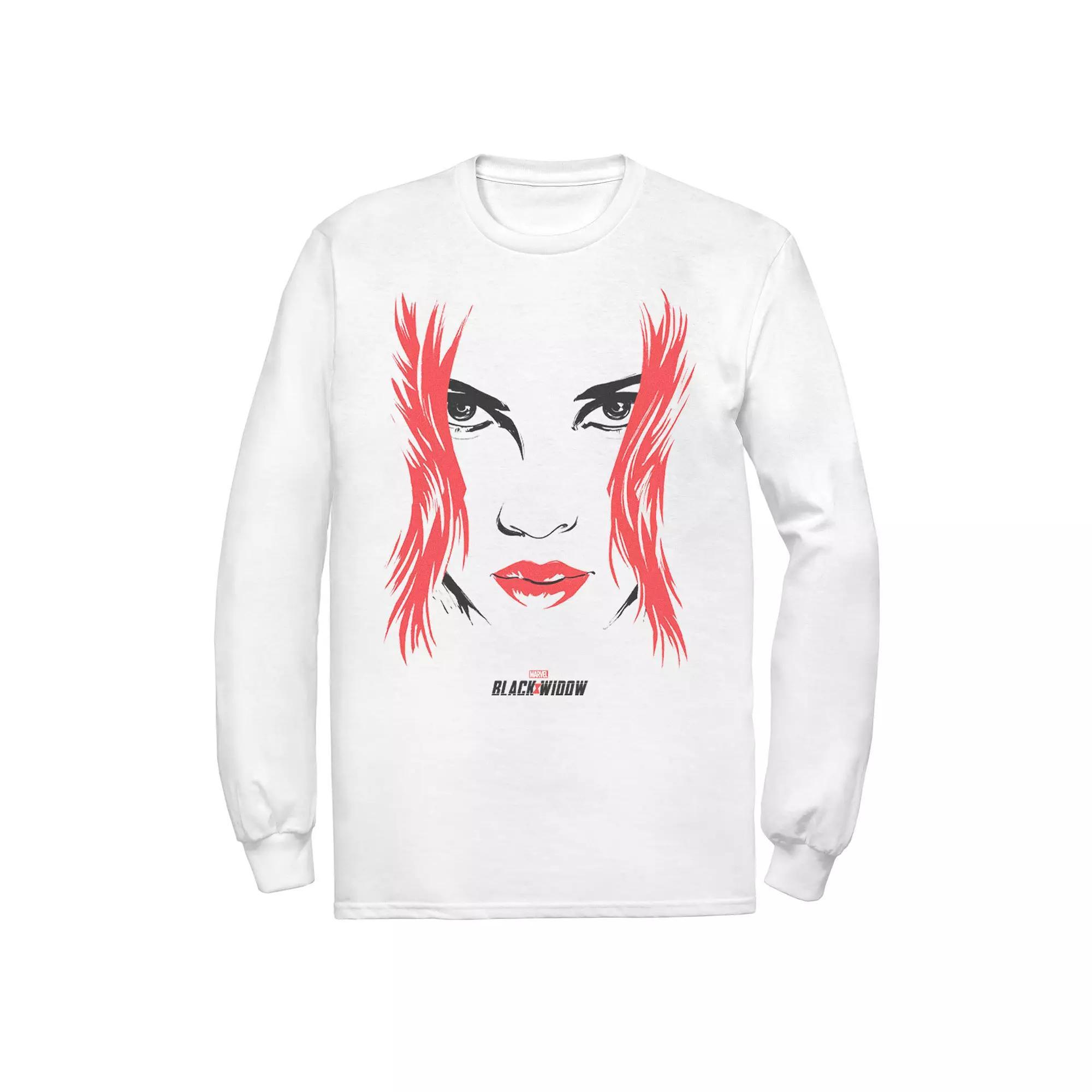 Men's Marvel Black Widow Big Face Tee, Size: Small, White Product Image