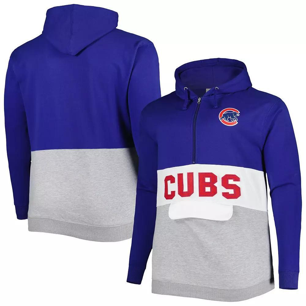 Men's Royal/White Chicago Cubs Big & Tall Fleece Half-Zip Hoodie, Size: 5XB, Blue Product Image