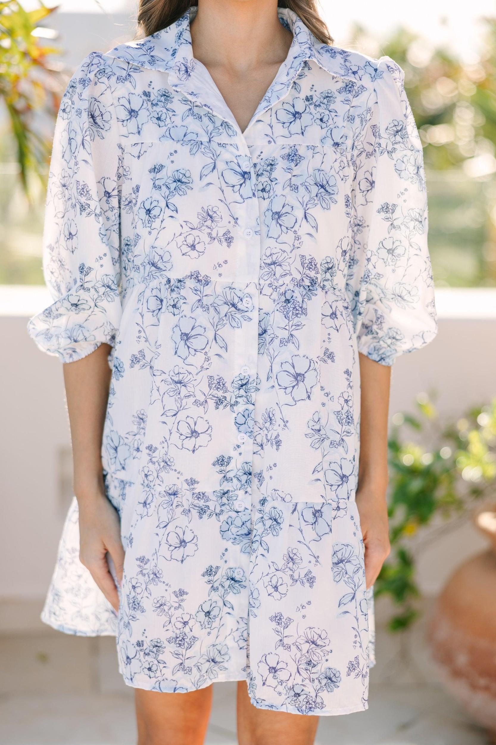 On Your Way Light Blue Floral Babydoll Dress Female Product Image