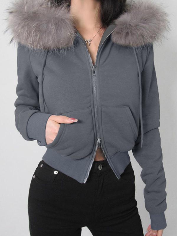 Letter Embroidery Fur Stitching Jacket Product Image