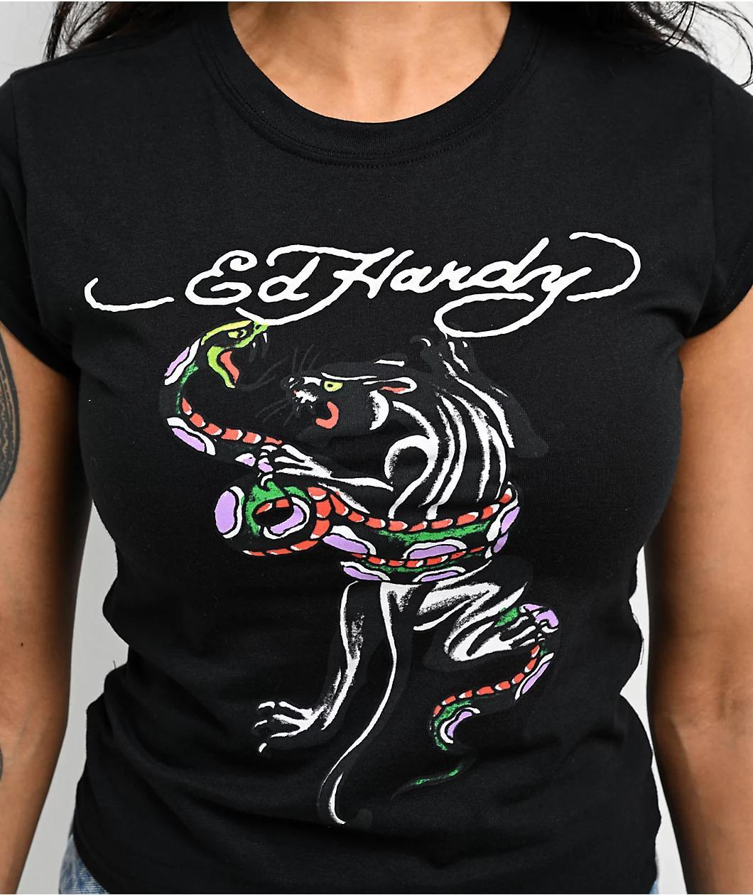 Ed Hardy Panther Snake Black T-Shirt Product Image