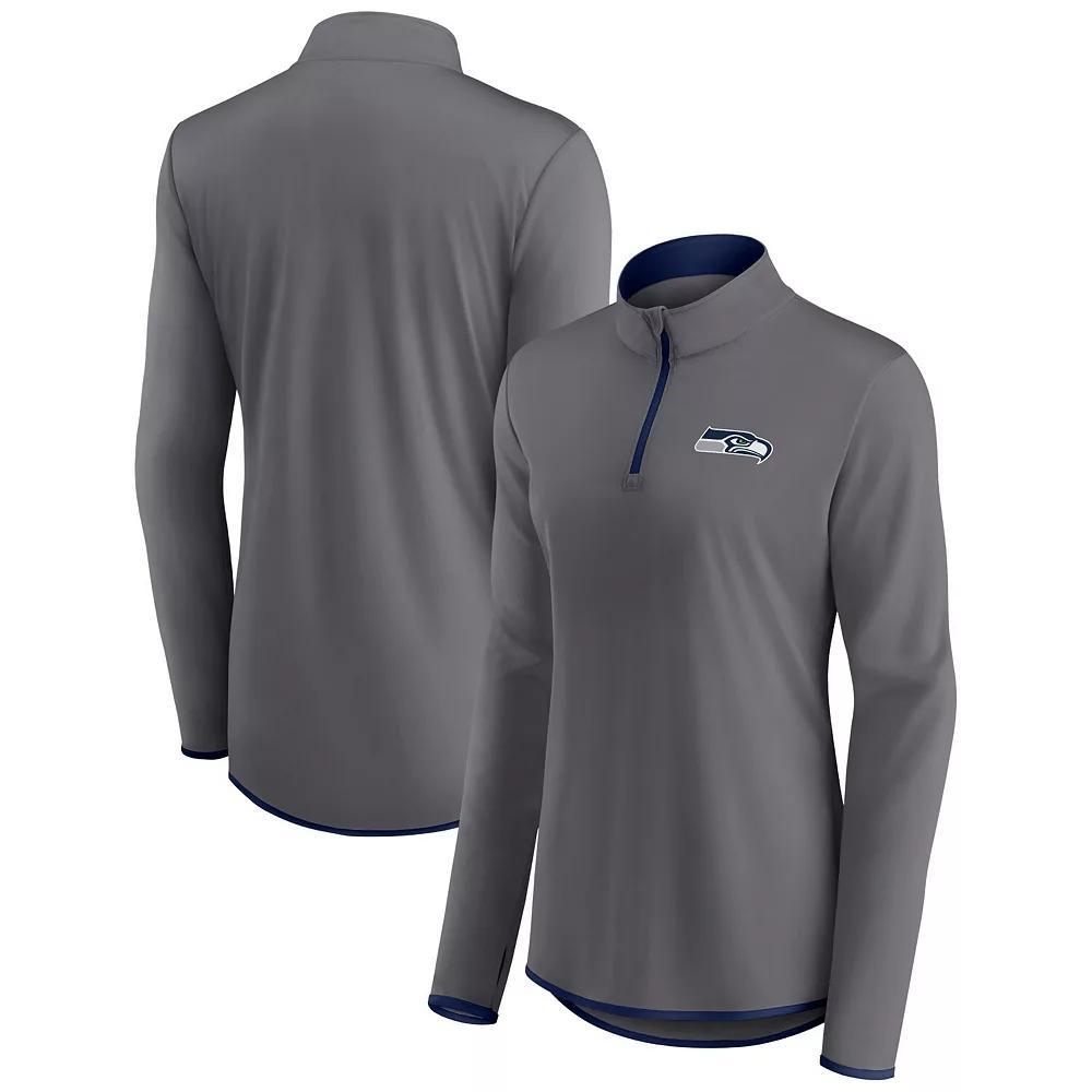 Women's Fanatics Branded Gray Seattle Seahawks Corner Long Sleeve 1/4 Zip Top,  Product Image