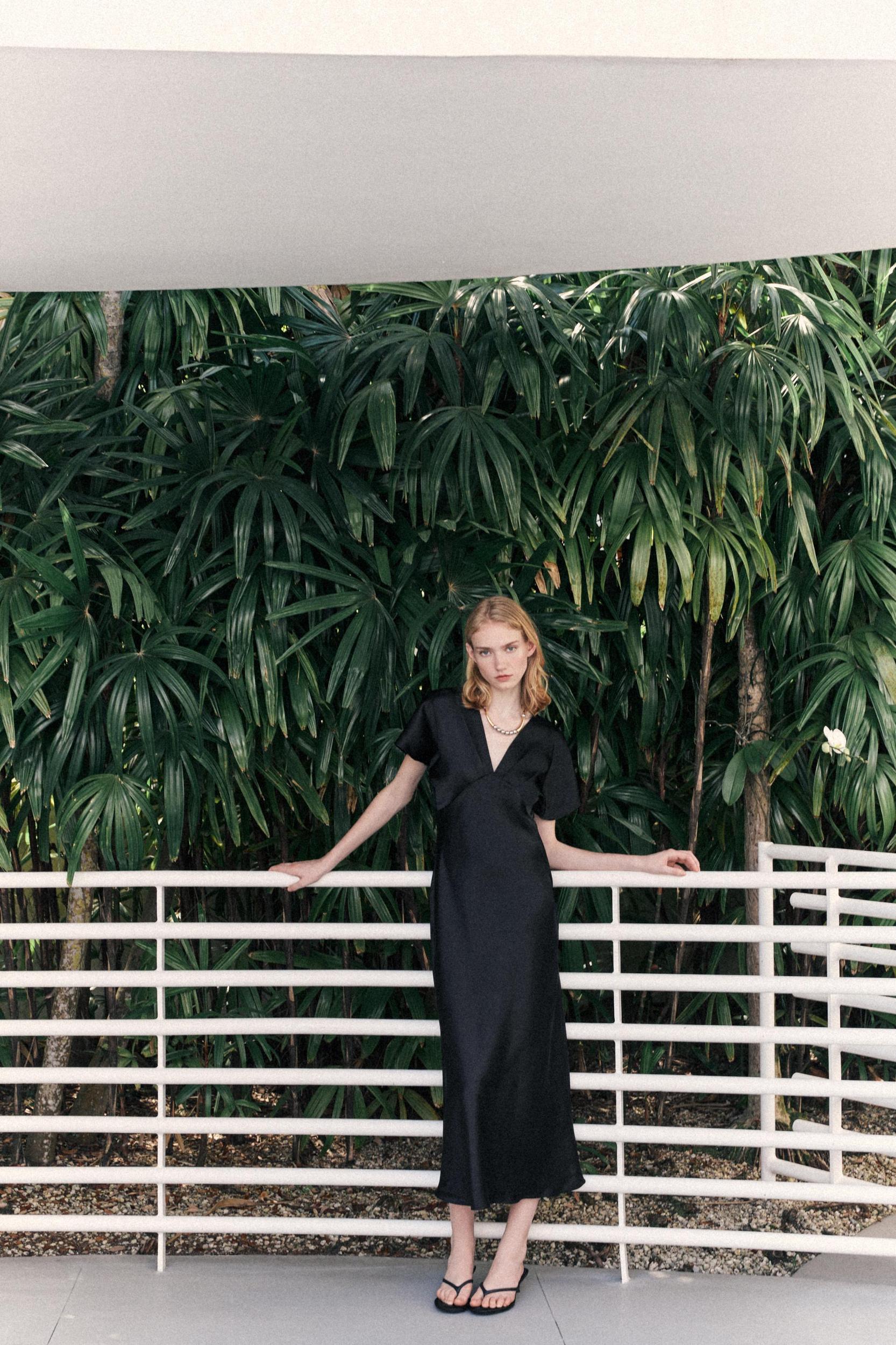 SATIN EFFECT MIDI DRESS Product Image