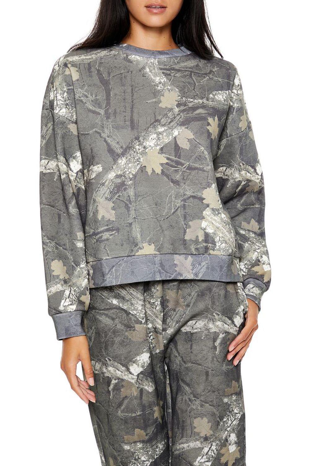 Fleece Leaf Print Pullover | Forever 21 Product Image