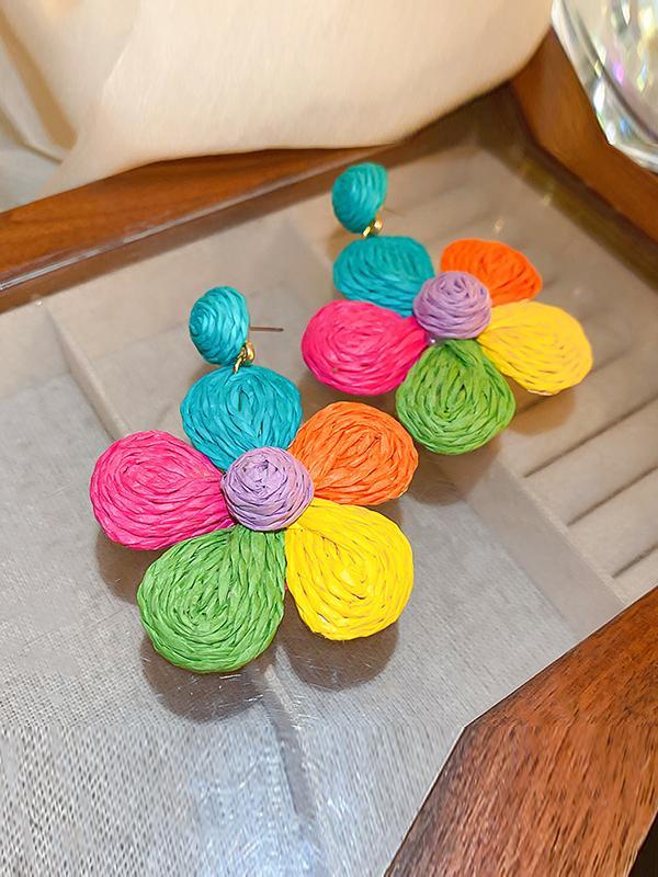 Colorful Flower Shape Drop Earrings Product Image