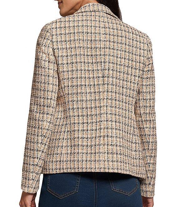 Jones New York Tweed Faux Double-Breasted Notch Lapel Open-Front Jacket Product Image