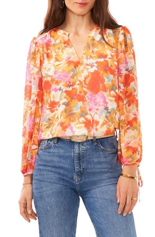 Vince Camuto V Neck Blouse With Puff Sleeve (Tulip ) Women's Clothing Product Image