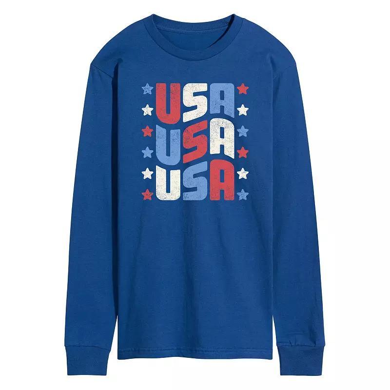 Men's USA Stacked Long Sleeve Graphic Tee., Size: Medium, Black Product Image