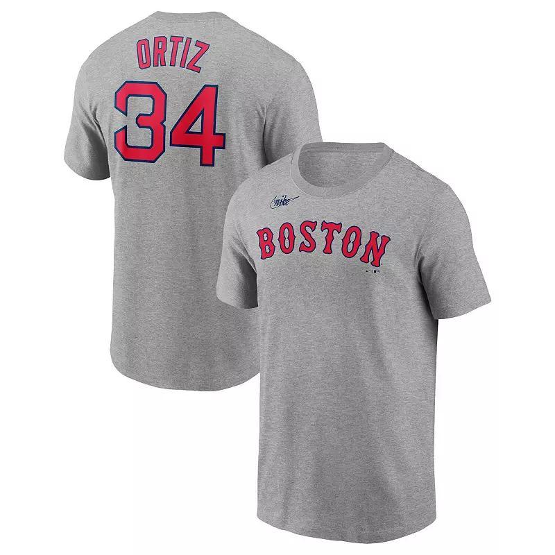 Men's Nike David Ortiz Heather Gray Boston Red Sox Name & Number T-Shirt,  Product Image