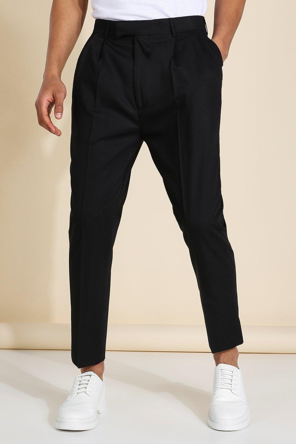 High Rise Tapered Crop Tailored Pants | boohooMAN USA Product Image