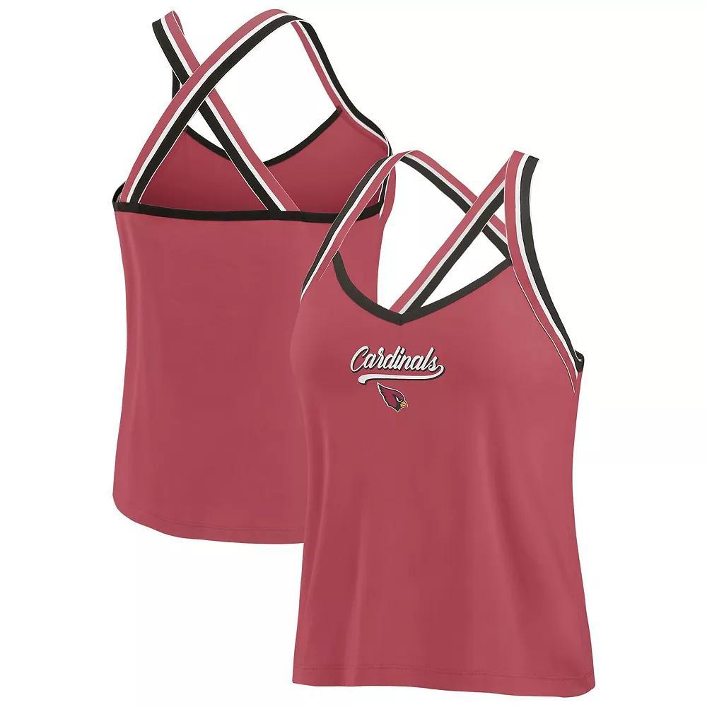 Women's WEAR by Erin Andrews Scarlet San Francisco 49ers Cross Strap Tri-Blend Tank Top,  Product Image