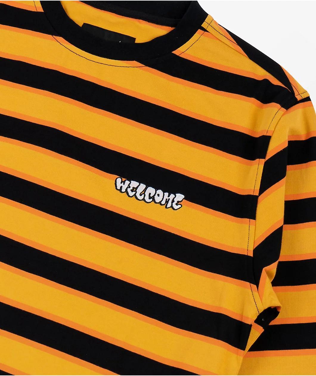 Welcome Cooper Stripe Gold Long Sleeve T-Shirt Product Image