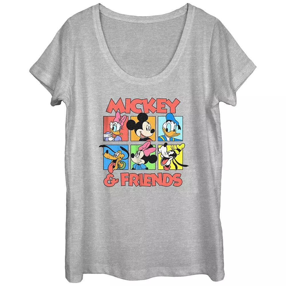 Disney's Mickey Mouse Head Shots Scoop Neck Juniors' Graphic Tee, Women's, Size: Large, Athletic Grey Product Image