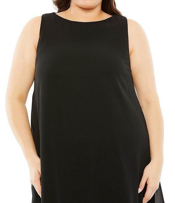 Mac Duggal Plus Size Sleeveless Bateau Neck Feather Hem Gown Product Image