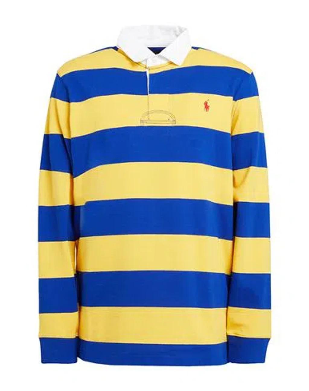 POLO RALPH LAUREN The Iconic Rugby Shirt Man Polo Shirt Bright Blue Size L Cotton Product Image