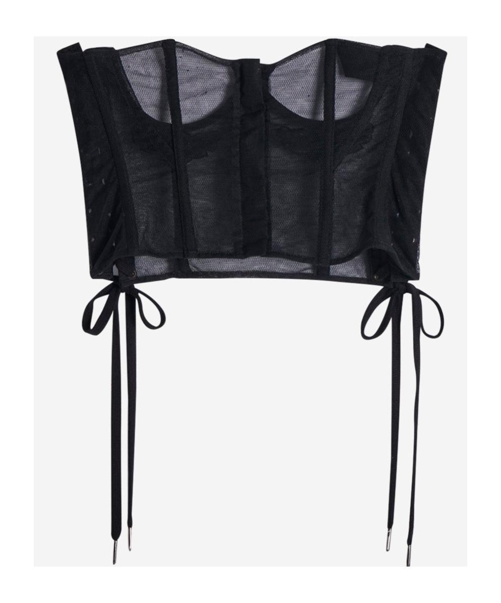 SIMONE ROCHA Crystal-embellished Lace-up Corset In Black Product Image