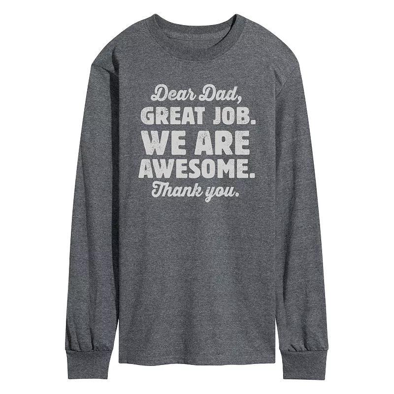 Mens Dear Dad Great Job Long Sleeve Heather Grey Product Image