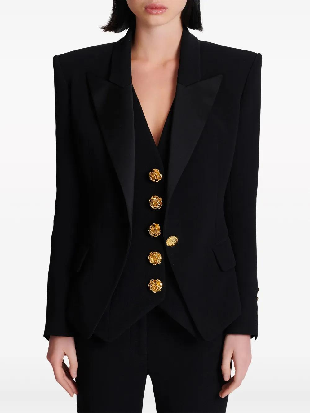 satin-lapel single-breasted blazer Product Image