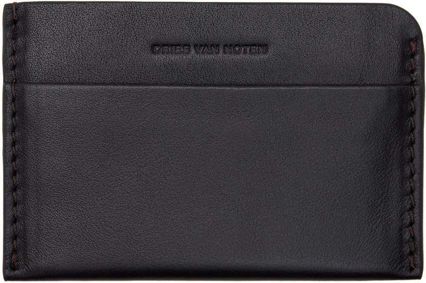 DRIES VAN NOTEN Brown Leather Card Holder In 702 Choco Product Image