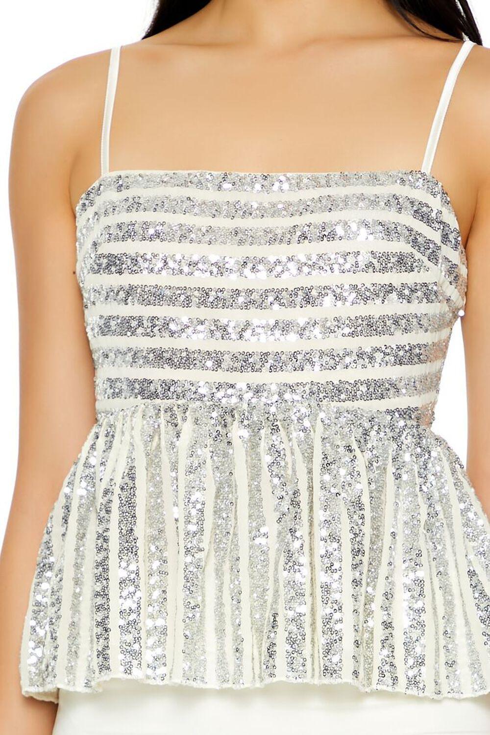 Sequin Striped Peplum Cami | Forever 21 Product Image