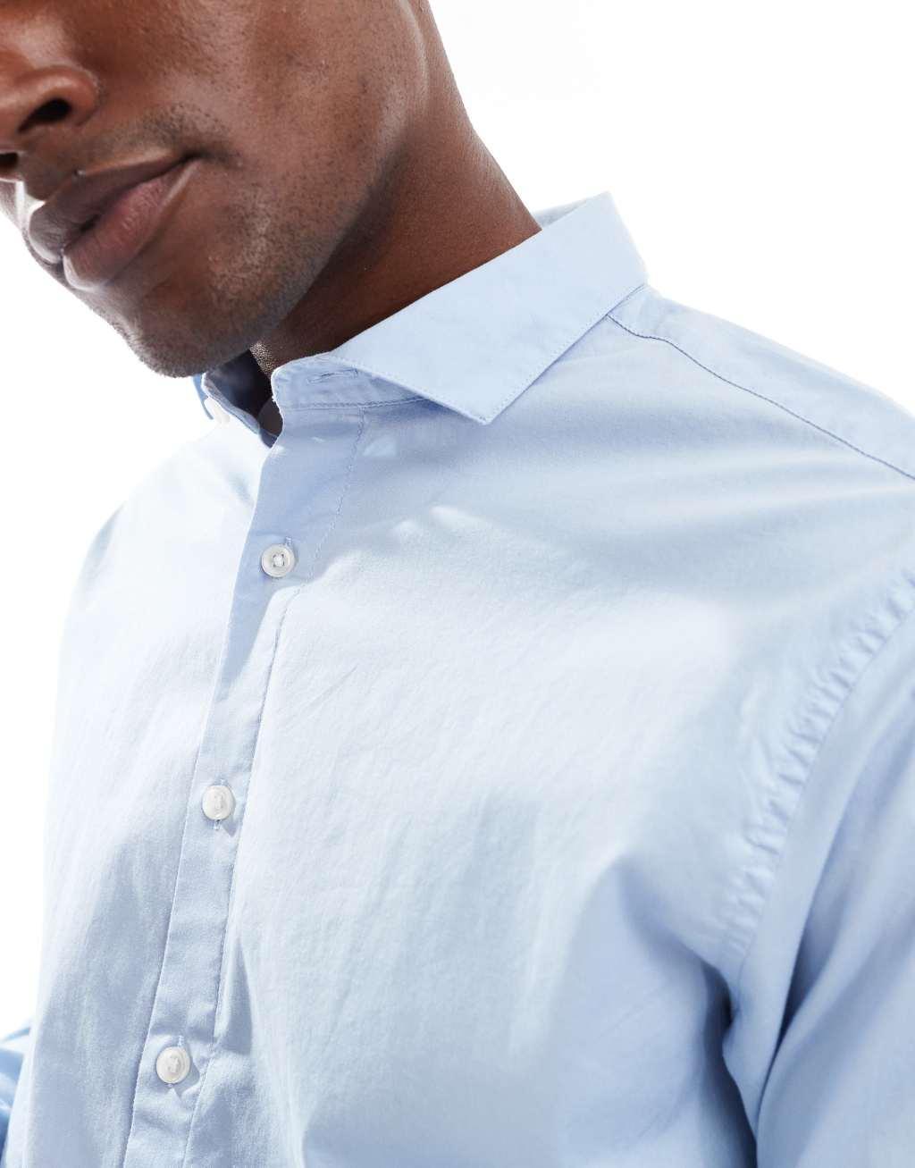 Jack & Jones slim fit shirt in blue Product Image