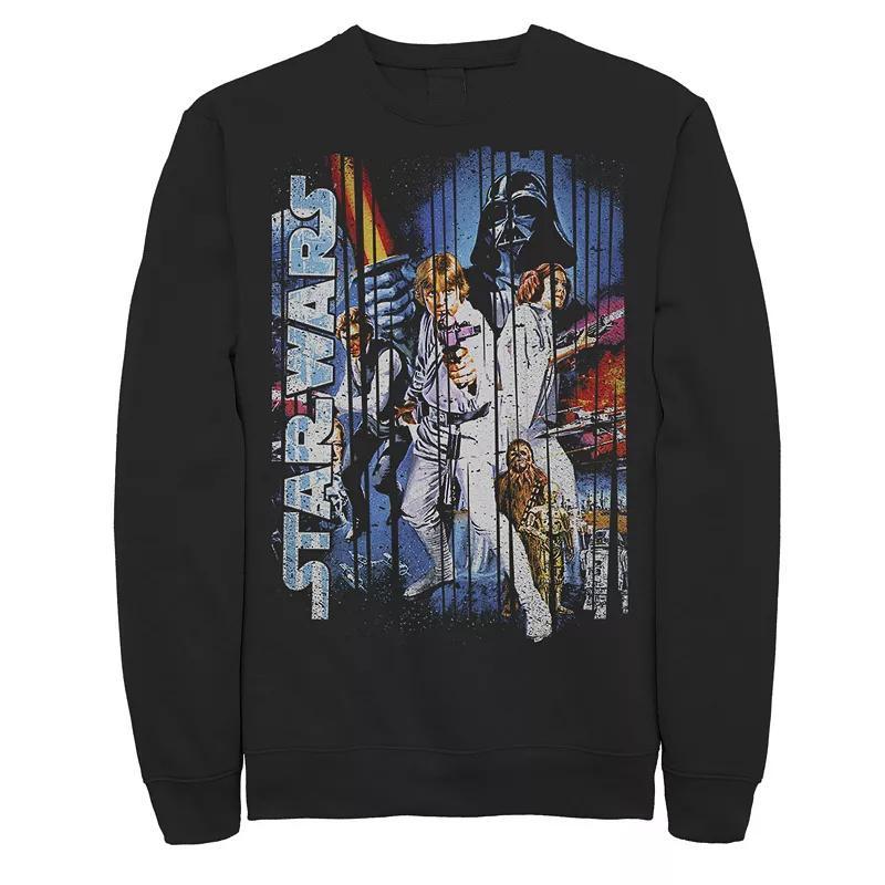 Men's Star Wars Classic Group Shot Striped Poster Sweatshirt, Size: Medium, Black Product Image