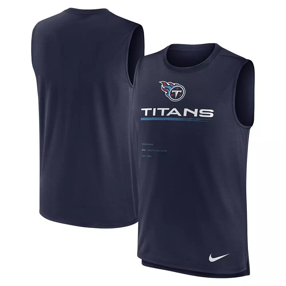 Men's Nike Navy Tennessee Titans Muscle Trainer Tank Top,  Product Image