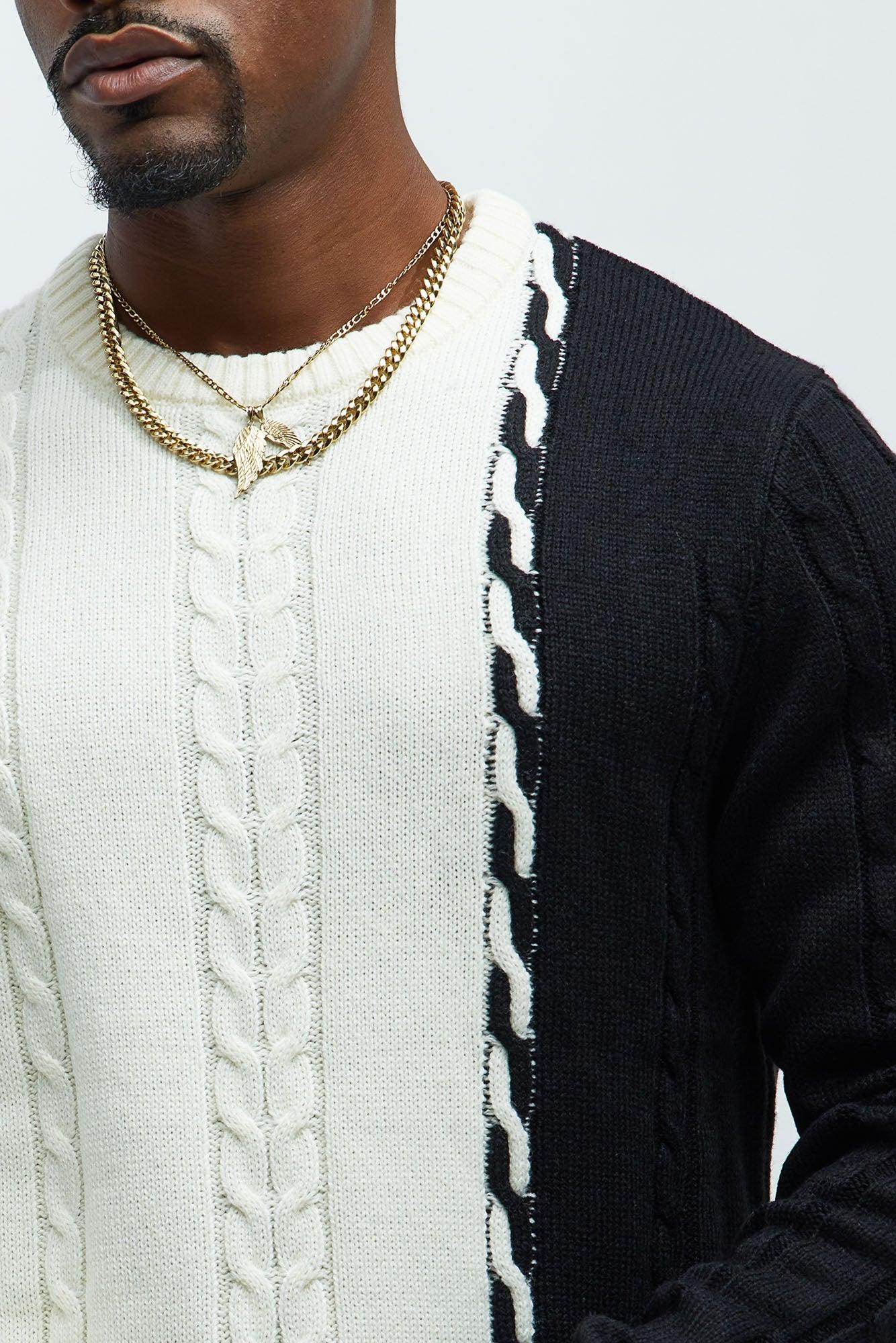 Cody Cable Knit Sweater - White/combo Product Image