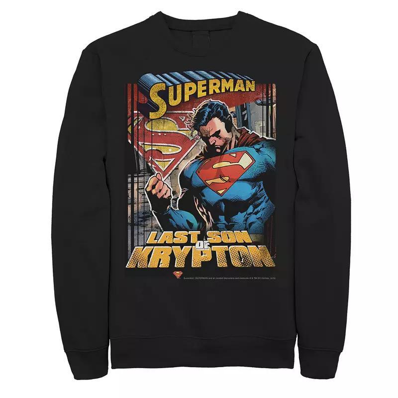 Mens DC Comics Superman Last Son Of Krypton Text Poster Sweatshirt Grey Heather Product Image