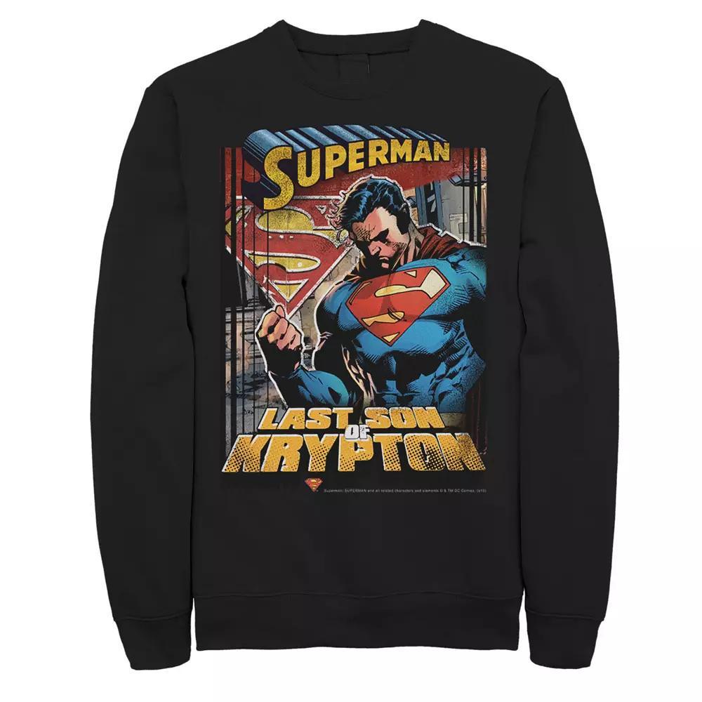 Mens DC Comics Superman Last Son Of Krypton Text Poster Sweatshirt Grey Heather Product Image