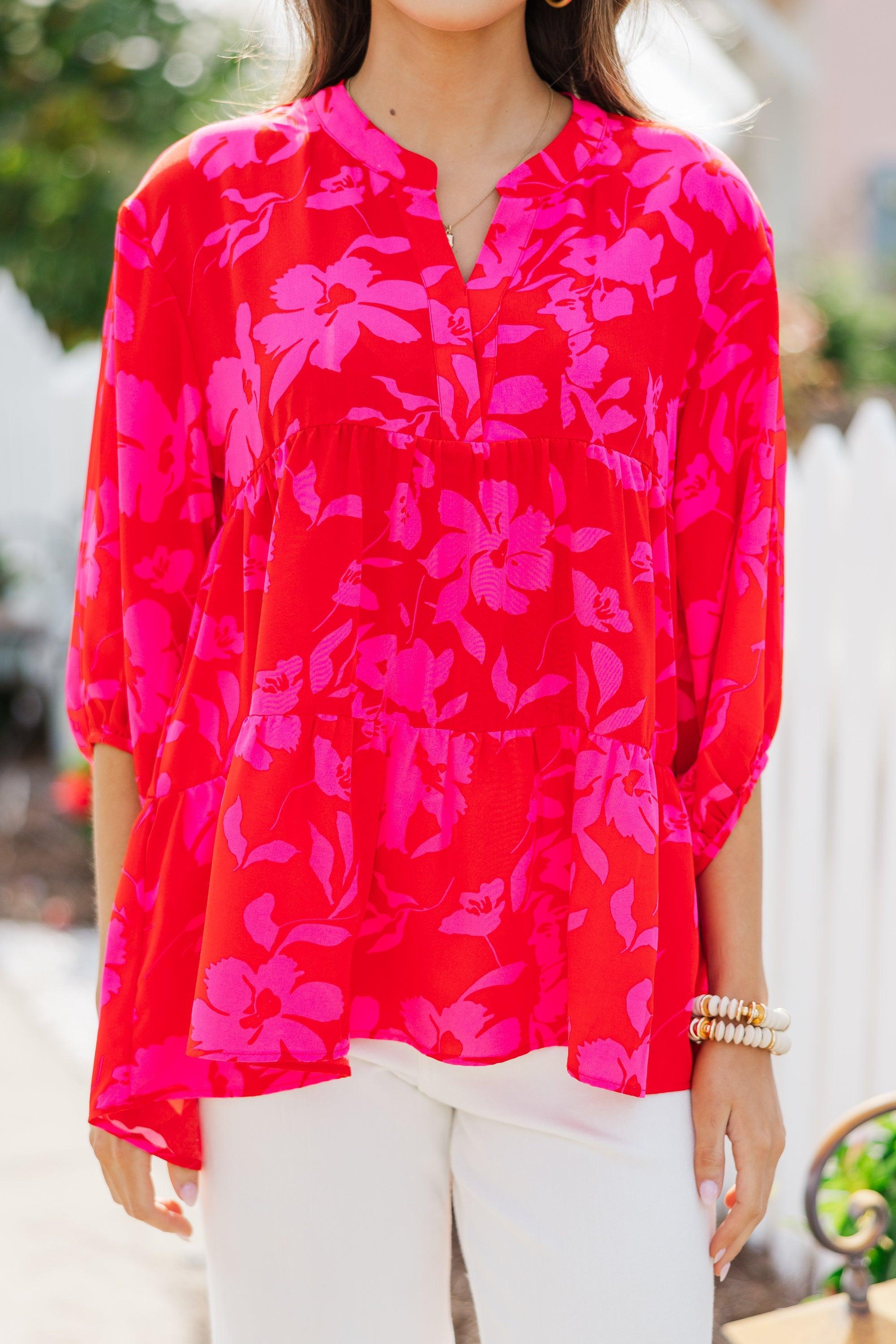 In Your Dreams Red Floral Blouse Female Product Image