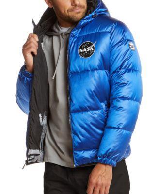 Space One Mens Nasa-Inspired Reversible Two-in-One Puffer Jacket with Astronaut Interior Product Image