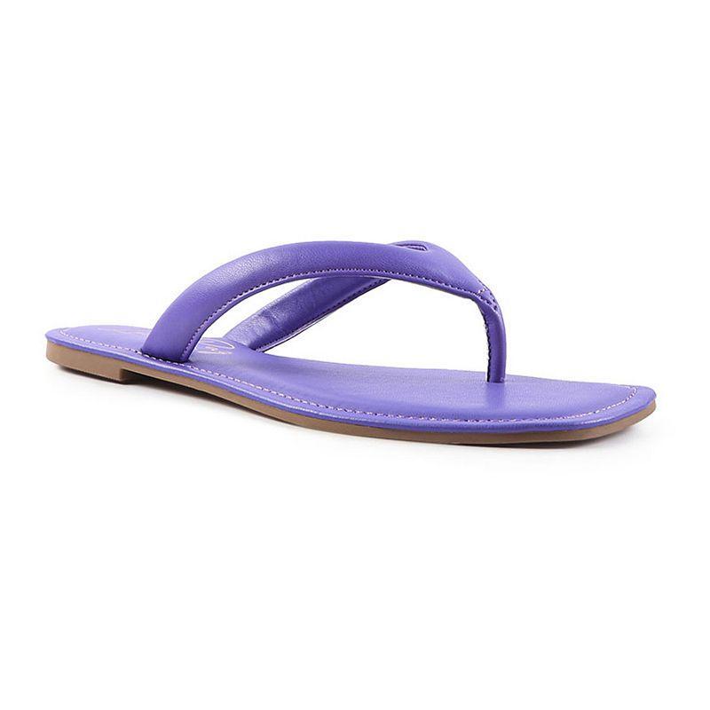 London Rag Women's Rera Square-Toe Thong Slide Sandals, Size: 7, Pink Product Image