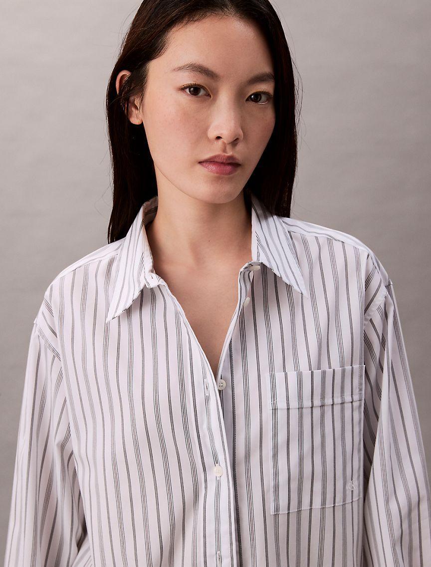 Poplin Striped Relaxed Button-Down Shirt Product Image