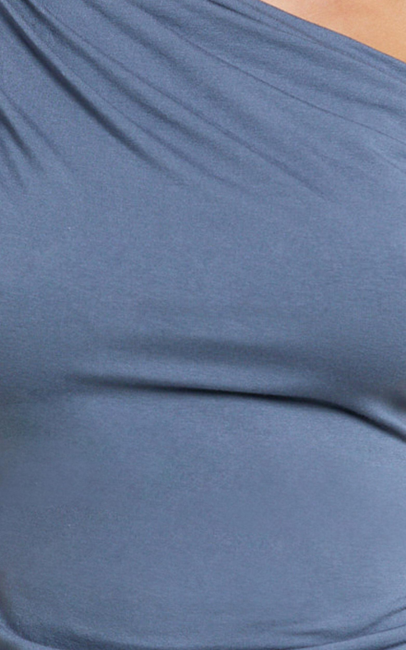 Jialeen Top - Off Shoulder Twist Asymmetrical Sleeve Top in Steel Product Image