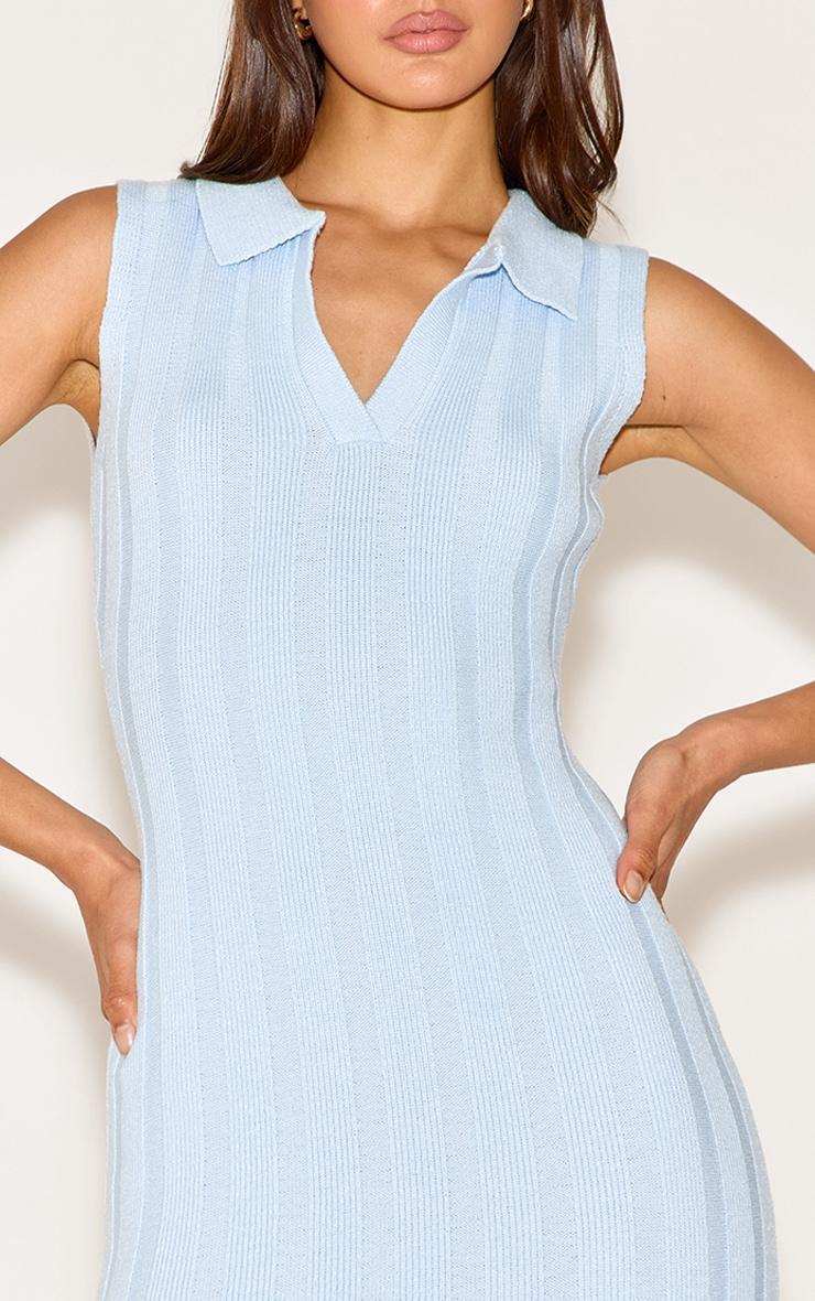 Blue Sleeveless Wide Rib Dress Product Image