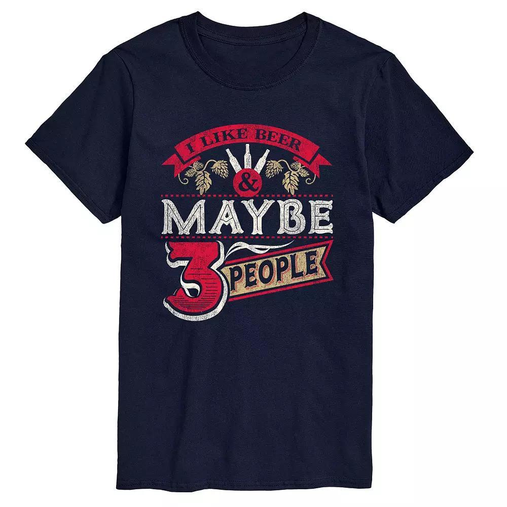 Big & Tall Like Beer Maybe 3 People Tee, Men's, Size: 4XL Tall, Blue Product Image