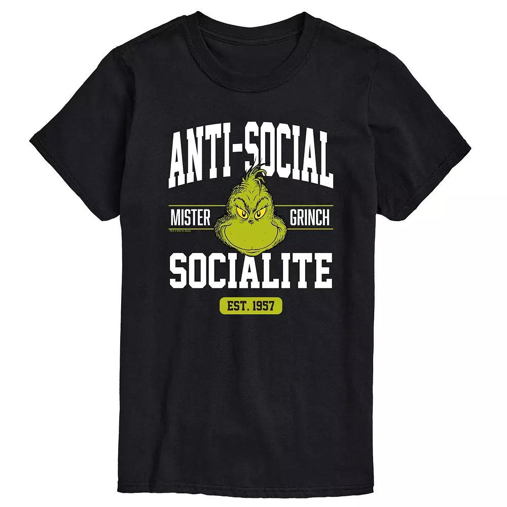 Big & Tall Dr. Seuss Grinch Anti Social Socialite Graphic Tee, Men's,  Product Image