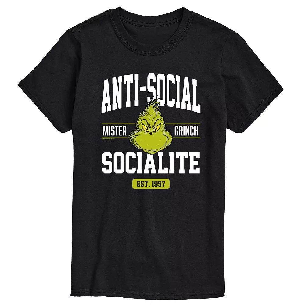 Big & Tall Dr. Seuss Grinch Anti Social Socialite Graphic Tee, Men's,  Product Image