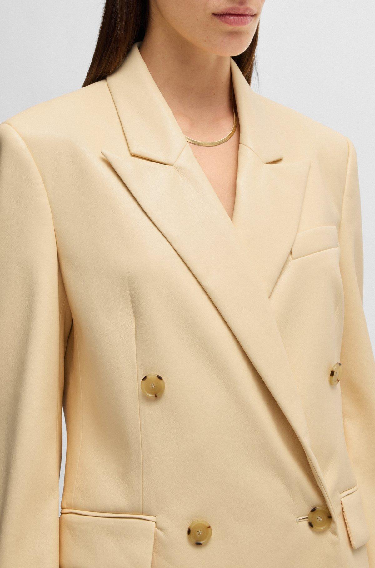 Regular-fit double-breasted blazer in faux leather Product Image