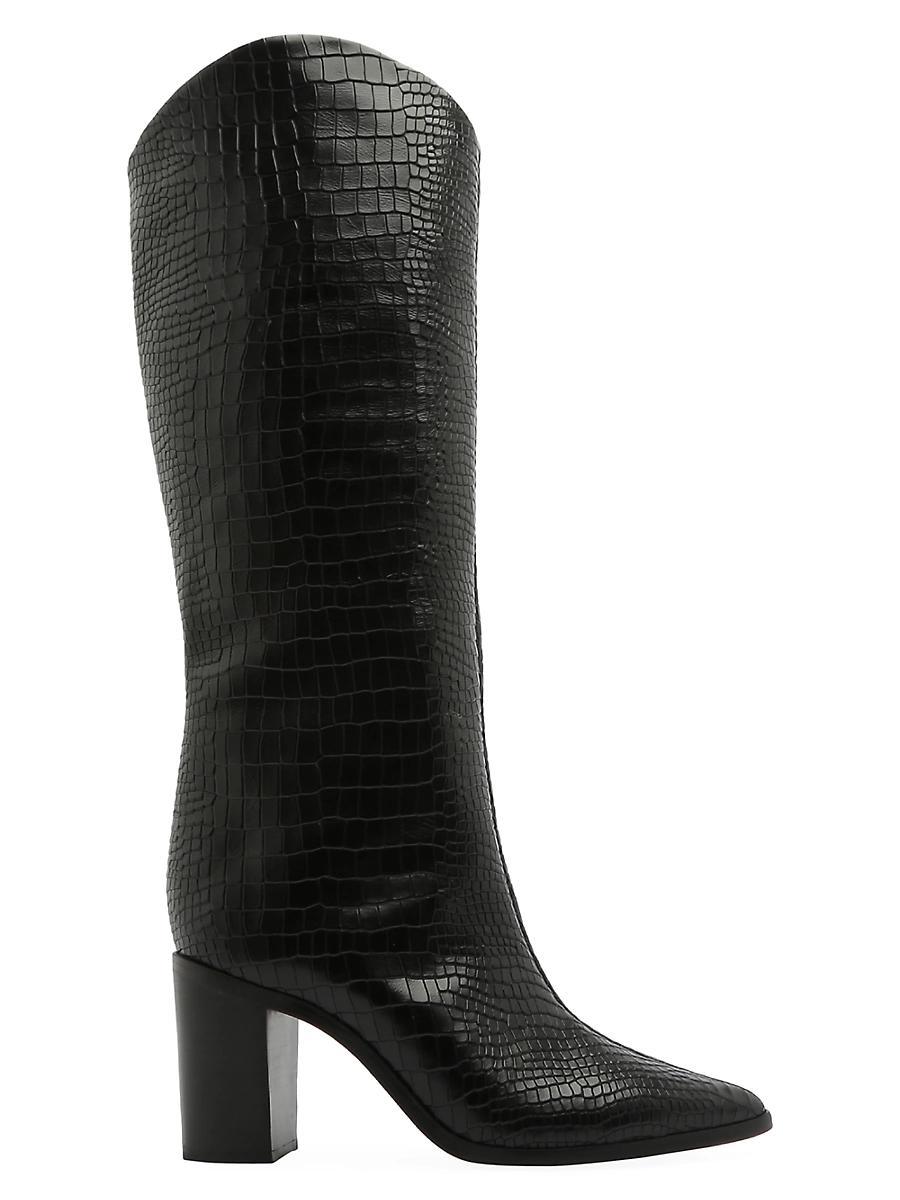Schutz Maryana Leather Knee-High Croc Boot Womens at Urban Outfitters Product Image