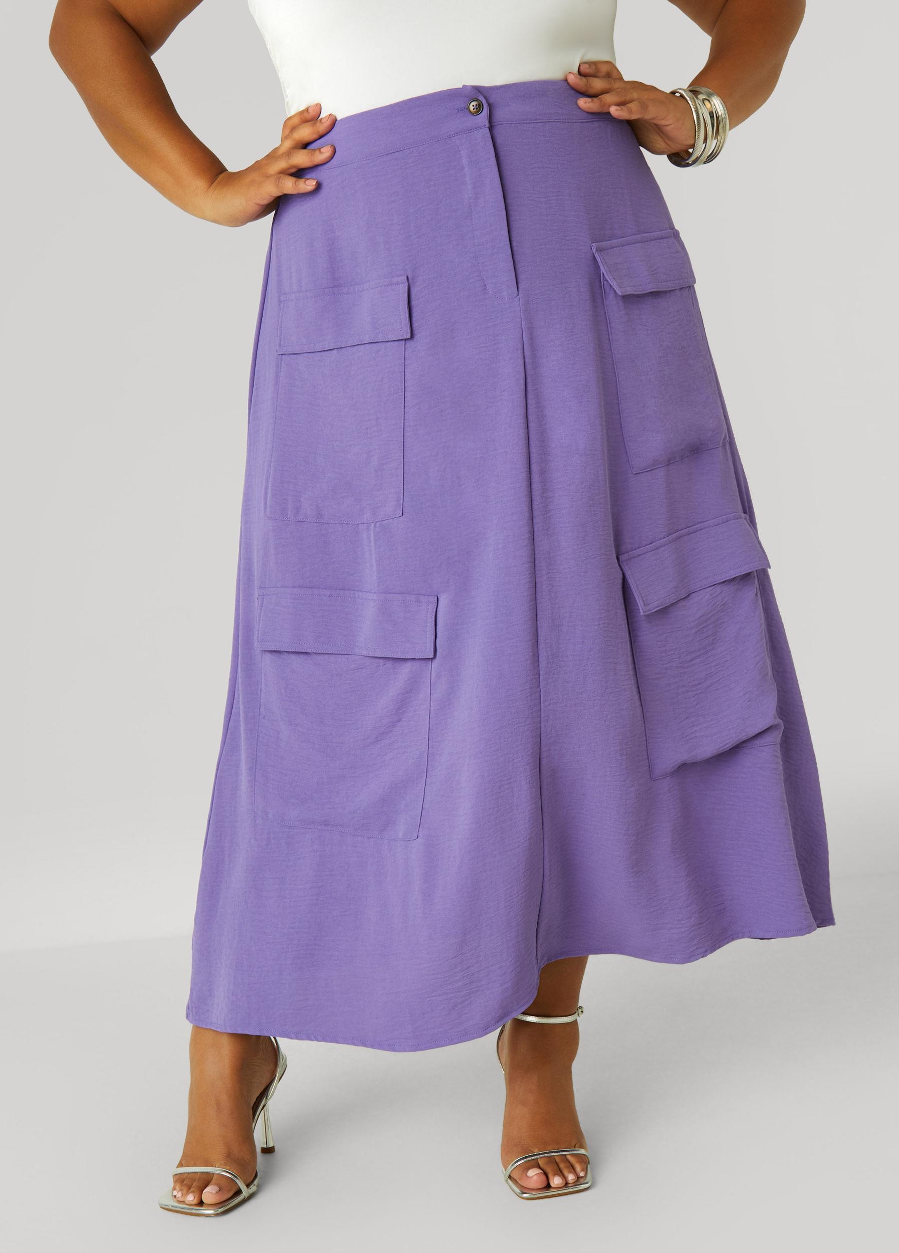 Plus Size Textured Maxi Cargo Skirt Ashley Stewart Product Image