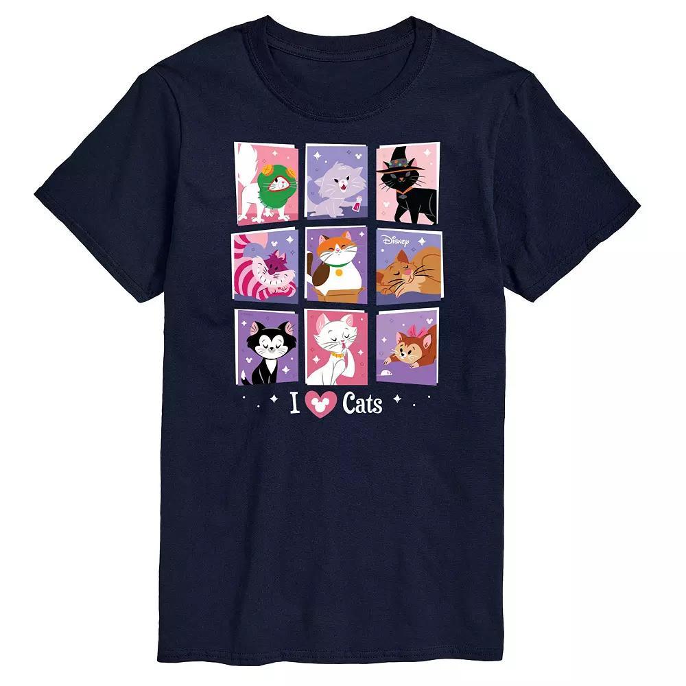 Disney's Men's Grid Of Assorted Cats Graphic Tee, Size: Small, Blue Product Image