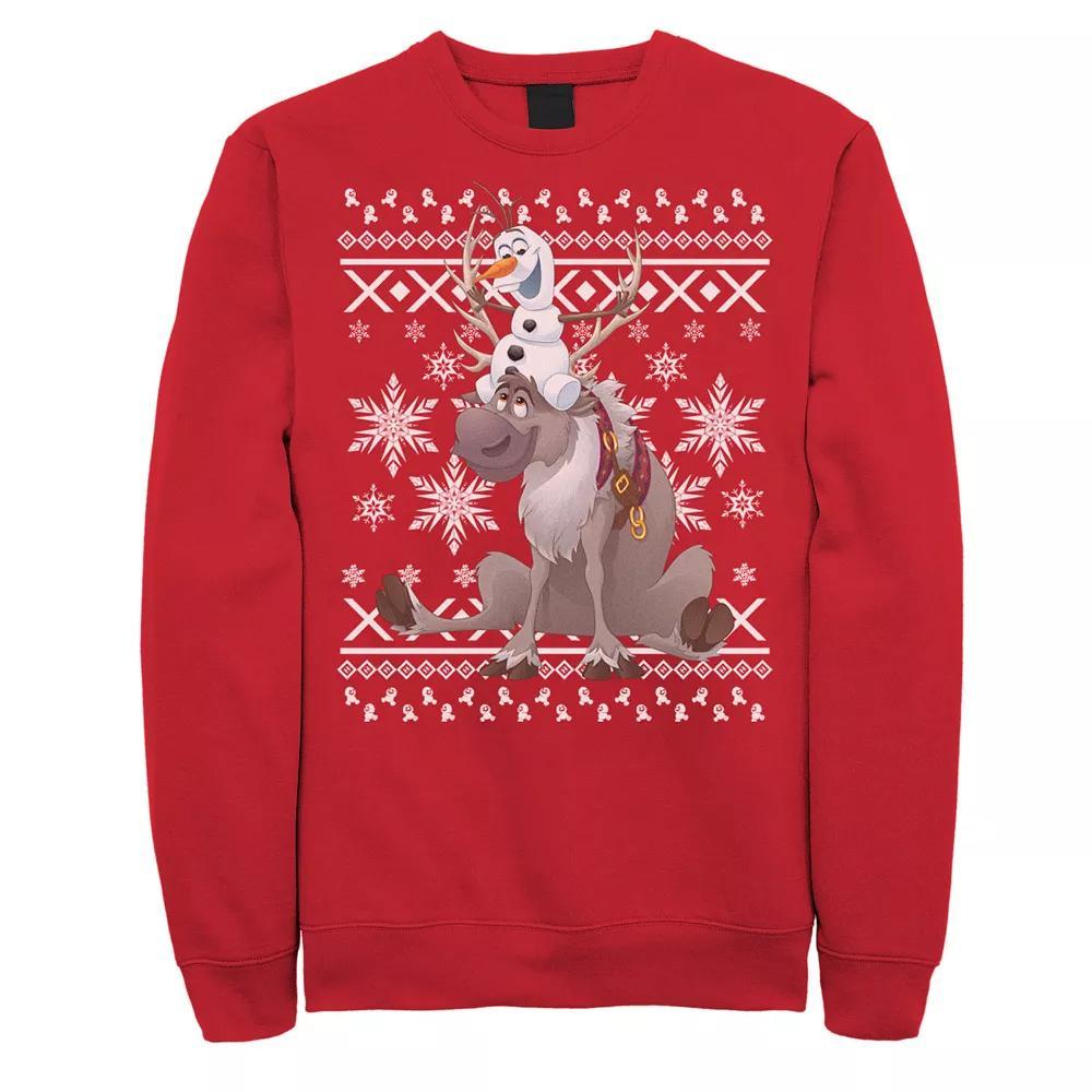 Disney's Frozen Olaf Sven Men's Riding Antlers Ugly Sweatshirt, Size: Large, Red Product Image