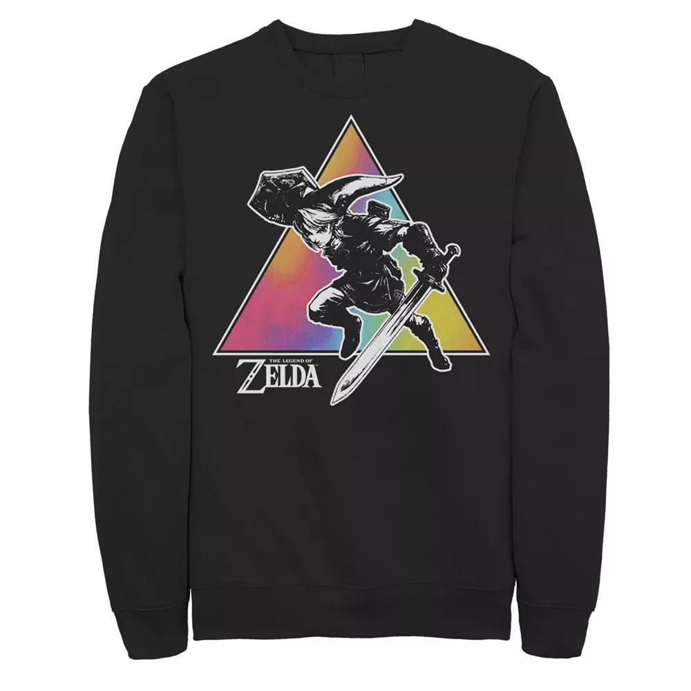 Men's Zelda Link Tie Dye Triangle Portrait Sweatshirt, Size: XL, Black Product Image