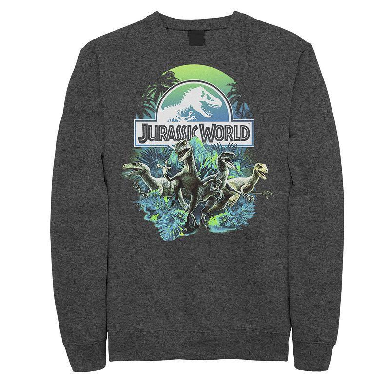 Men's Jurassic World Blue Green Jungle Velociraptor Attack Fleece Graphic Pullover, Size: XL Product Image